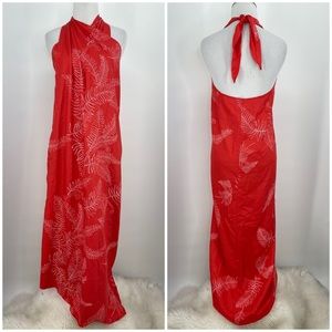 Elegant Red Halter Maxi Dress